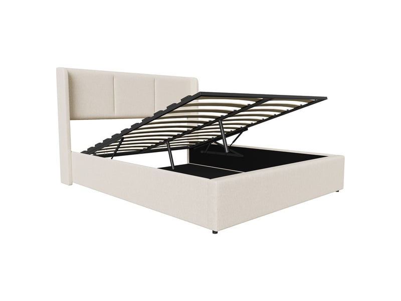 Lit coffre 160x200 cm ezssw coloris beige - Conforama A