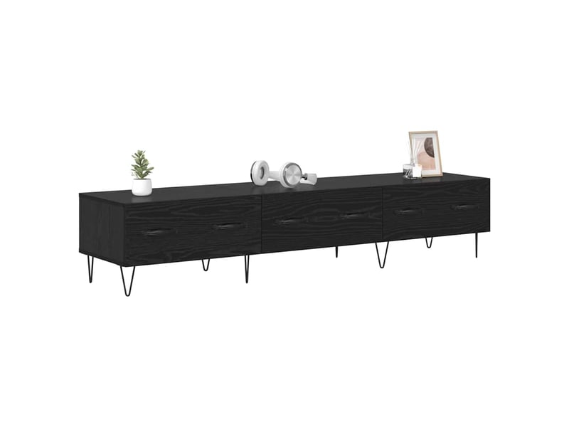  Meuble tv - banc tv - meuble de rangement 150 x 36 x 30 cm chêne noir bois d'ingénierie  - Conforama C