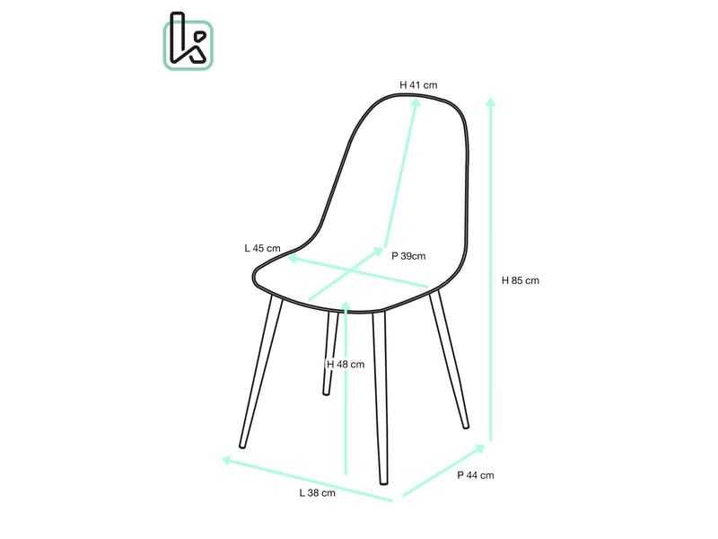  Lot de 4 chaises de salle à manger nova en simili cuir anthracite avec pieds métal 723-NOVA - Conforama E