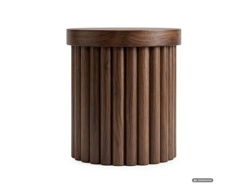 Table basse tino coloris noyer 40 cm ronde à piètement cannelé 40x40x49 cm TINO - Conforama B