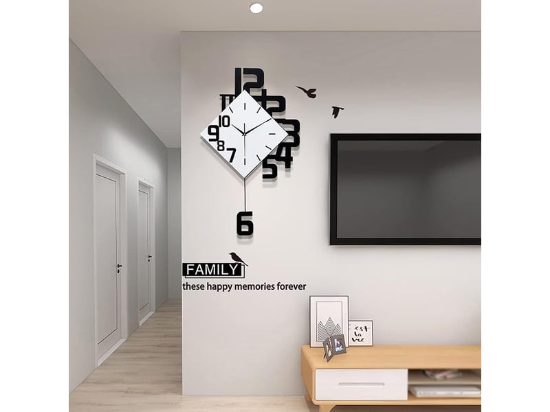  Horloge murale créative en bois – style art déco élégant pour salon, chambre et salle à manger  - Conforama D