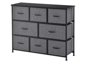 Commode de rangement 8 tiroirs 100 x 30 x 78,5 cm – gris foncé – structure métal et tiroirs pliables