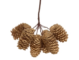 Suspension de sapin branche longue pomme de pin dorée 13 cm