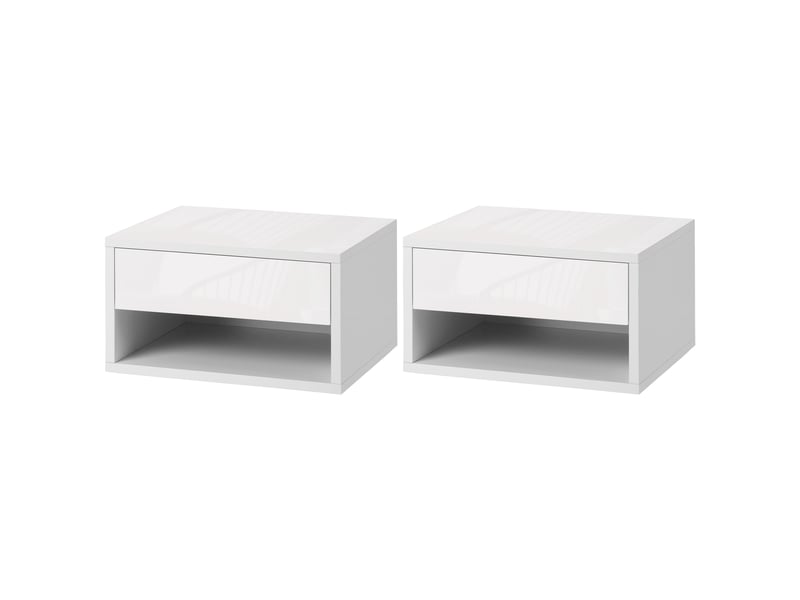 Ensemble de 2 tables de chevet suspendues avec tiroir pour chambre à coucher 37x32x21 cm blanc  - Conforama B