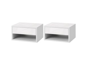 Ensemble de 2 tables de chevet suspendues avec tiroir pour chambre à coucher 37x32x21 cm blanc