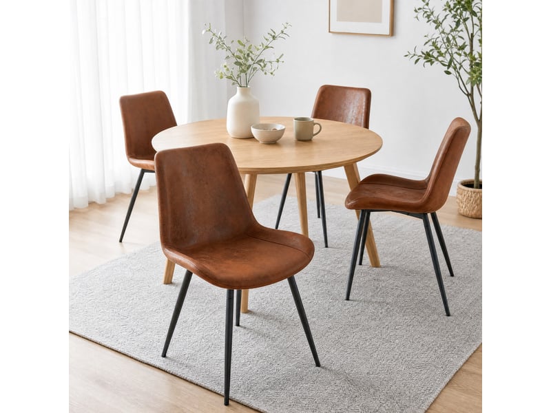  Lot de 4 chaises de salle à manger,50x47x83 cm,tissu technique,marron et noir  - Conforama B
