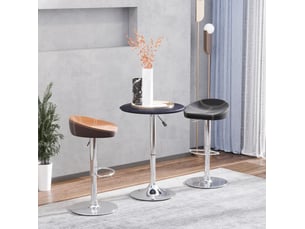 Table bistrot réglable en hauteur avec plateau pivotant à 360°, base chromée, pour cuisine et bar, ø63 × 67-93 cm