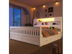 Lit avec rangement 180x200 cm MAISENTIEL   coloris blanc
