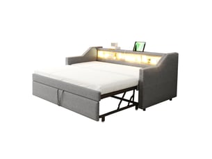 Lit banquette 90x190 cm    coloris gris