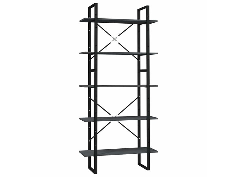  Bibliothèque à 5 niveaux, armoire à livres gris 80x30x175 cm bois de pin  - Conforama A