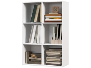 Étagère en bois à 3 niveaux avec 6 cubes de rangement pour salon, chambre, bureau, 65,5 x 30 x 97,5 cm, blanche