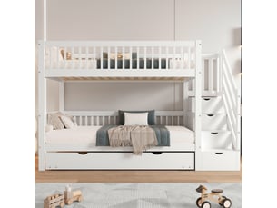 Lit superposé 90x200 cm <strong>WISHDOR</strong>  <strong></strong> coloris blanc