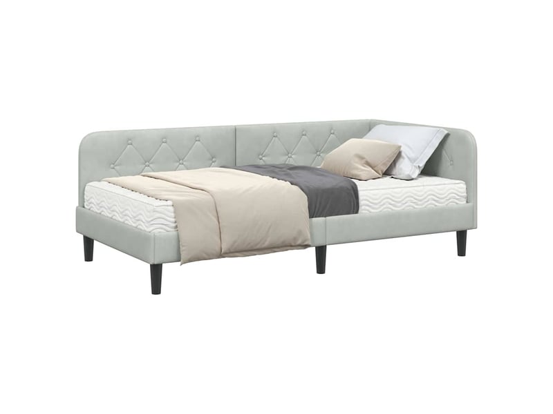  Lit simple- lit adulte -  cadre de lit d'angle gris clair 90 x 200 cm velours  - Conforama B