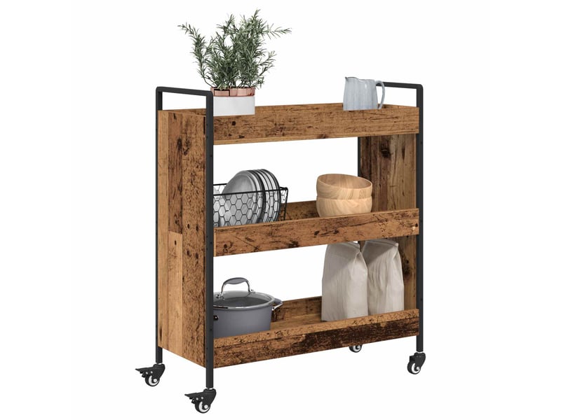 Desserte de cuisine, chariot de rangement bois ancien 70x30x82 cm - Conforama C