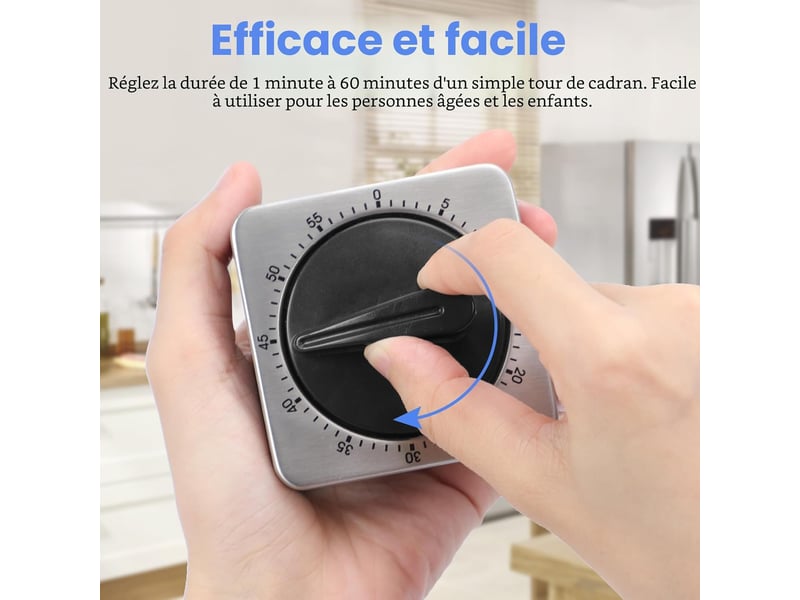  Minuteur de cuisine mécanique et magnétique avec alarme forte - aucune pile nécessaire minuteur aimanté - timer cuisine pour ecole No Commercial reference - Conforama B