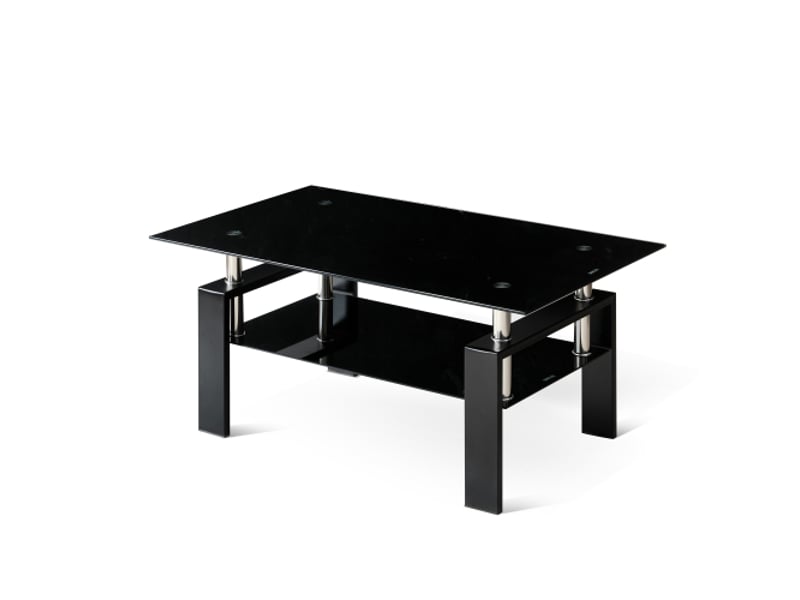  Table basse en verre trempé noir - design moderne et élégant pour salon  - Conforama A