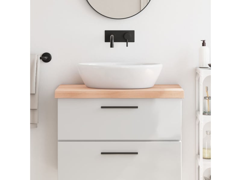 Comptoir de salle de bain, plan de travail 80x50x(2-6) cm bois massif non traité cf65773 - Conforama B