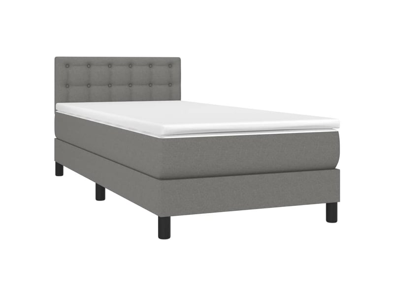  Lit simple, sommier à lattes de lit avec matelas gris foncé 100x200cm tissu shl24873  - Conforama C