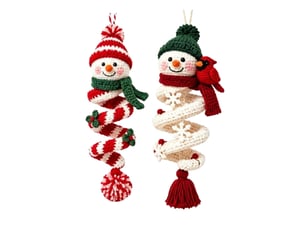 Lot de 2 kits diy crochet bonhomme de neige en spirale – pour débutants, ornements de noël à réaliser soi-même-style 9