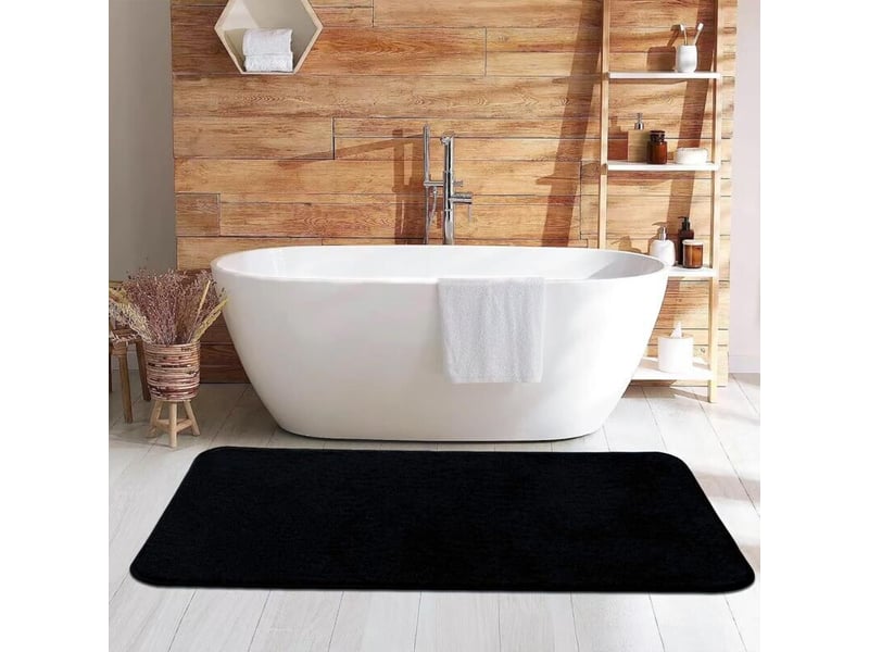  Tapis salle de bain, tapis de bain noir 60x90cm, microfibre tapis absorbant antidérapants lavable en machine  - Conforama C