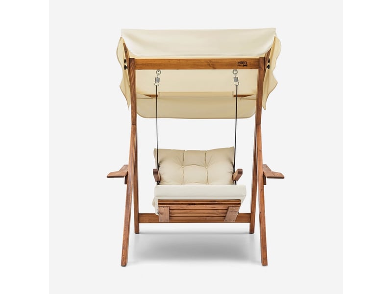  Balançoire de jardin en bois avec toit galata swing - crème  - Conforama C