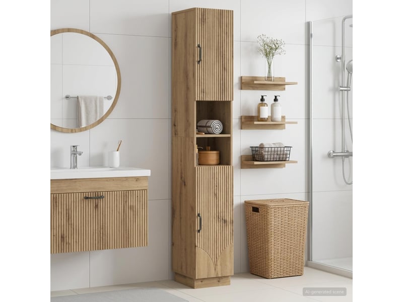 Colonne de salle de bain avec étagère ouverte hoorn shl4070 - Conforama B