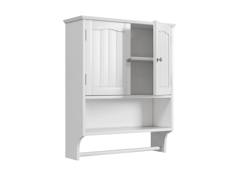  Armoire murale de salle de bains blanche 56.89x19x70 cm avec porte-serviettes  - Conforama A