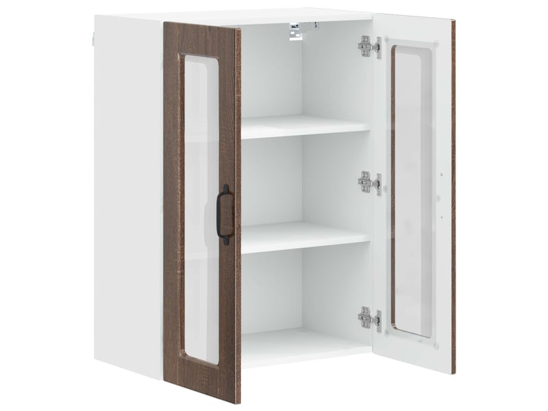 Meuble mural de cuisine, cabinet en verre mural chêne brun 60x31x80cm shl3848 - Conforama E