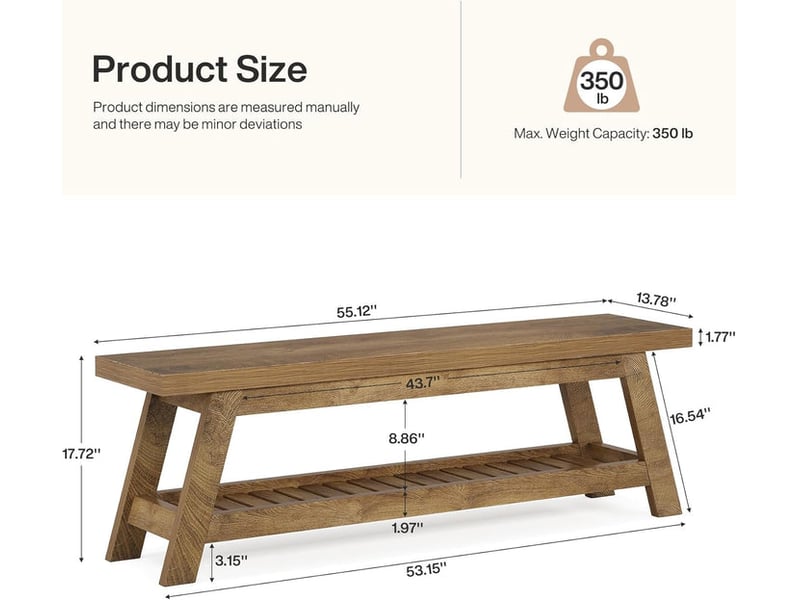  Banc à chaussures, 140 x 35 x 45 cm, banc de rangement à 2 niveaux, meuble d’entrée, organisateur à chaussures pour entrée, salle de bain, chambre, style ferme, marron rustique  - Conforama C