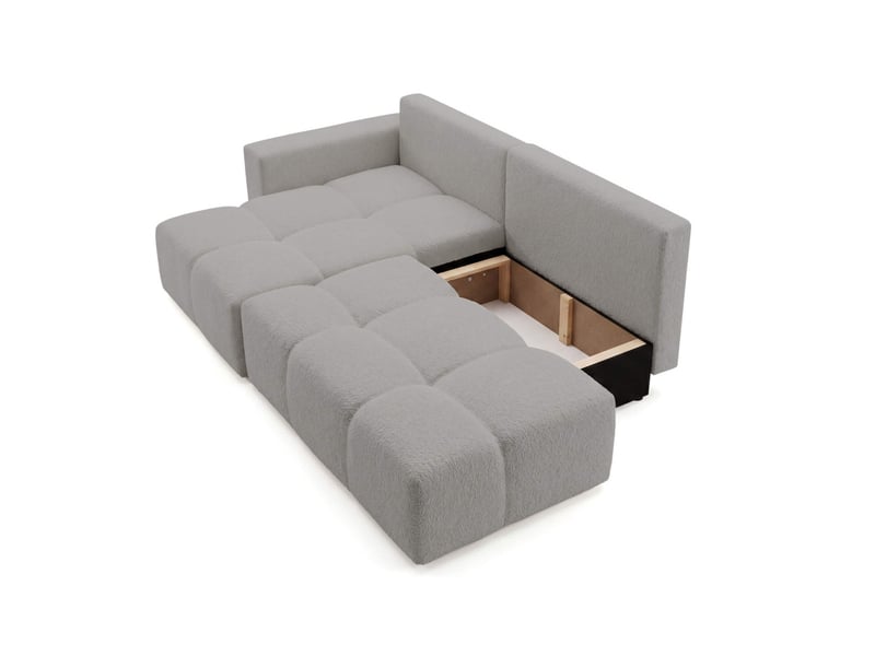  Celine - canapé d'angle fixe convertible 4 places en bouclette  - Conforama D
