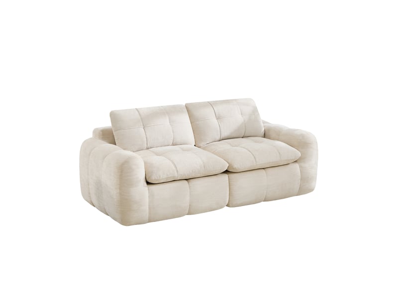  Canapé modulable 2 places en chenille beige, assise profonde, sans montage  - Conforama E