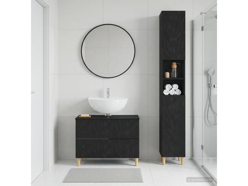 Ensemble de 2 meubles de salle de bain delft noir cf63122 - Conforama B