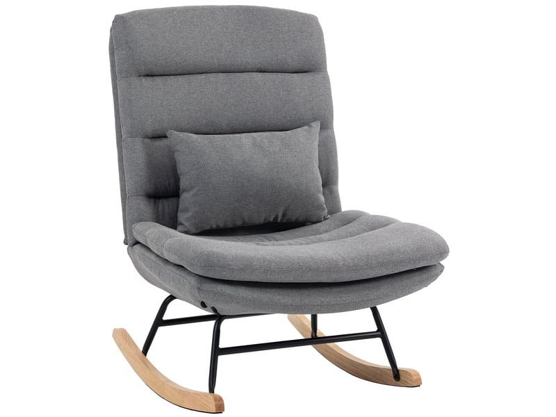  Fauteuil à basculefauteuil avec revêtement aspect lin, coussin lombaire, dossier haut, assise large, double rembourrage, gris clair  - Conforama A