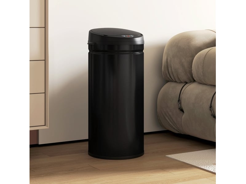 Poubelle à capteur 42 l noire en acier inoxydable avec fermeture douce, pour la cuisine et la buanderie - Conforama E