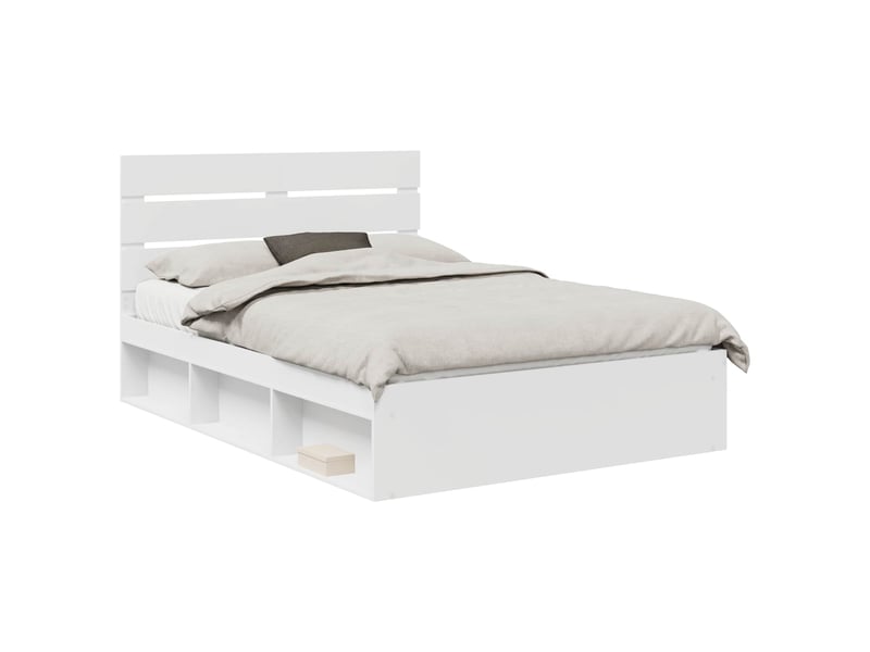  Lit double- lit adulte -  cadre de lit avec tête de lit blanc 160 x 200 cm pin massif  - Conforama A