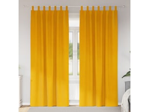 Lot de 2 rideaux, rideaux de fenêtre jaune moutarde 140 x 245 cm velours cf44084