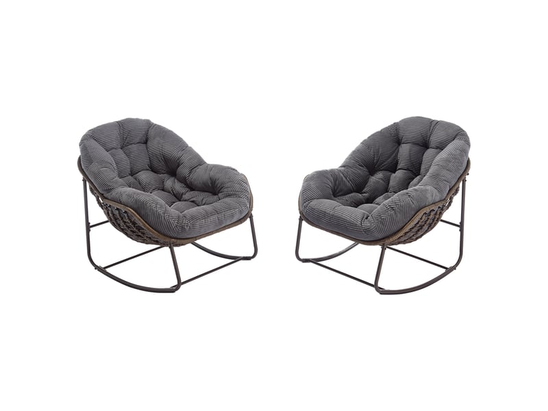  Chaise à bascule d'extérieur en rotin synthétique et acier gris W2021P459120 - Conforama A