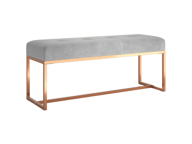  Banc chambre, banc de lit gris 110x36x45 cm velours  - Conforama A