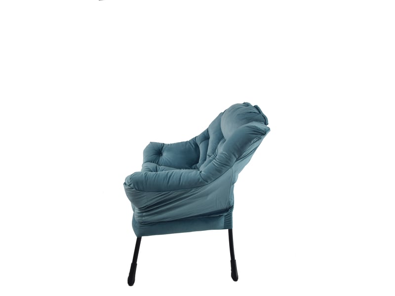  Fauteuil relax bleu avec repose-pieds, accoudoirs, poche latérale, fauteuil tv lounge  - Conforama D