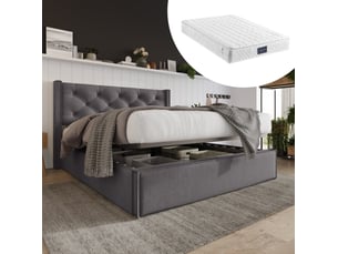 Lit coffre 140x200 cm <strong></strong>  <strong></strong> coloris gris