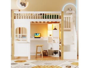Lit mezzanine 90x200 cm <strong>OKWISH</strong>  <strong></strong> coloris bicolore