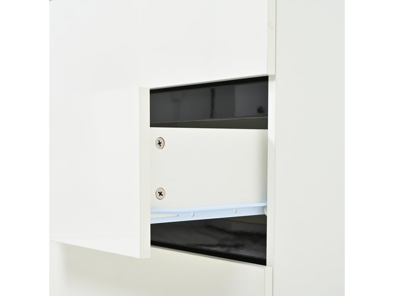  Buffet de salon 140 cm commode avec 6 tiroirs blanc et noir  - Conforama W