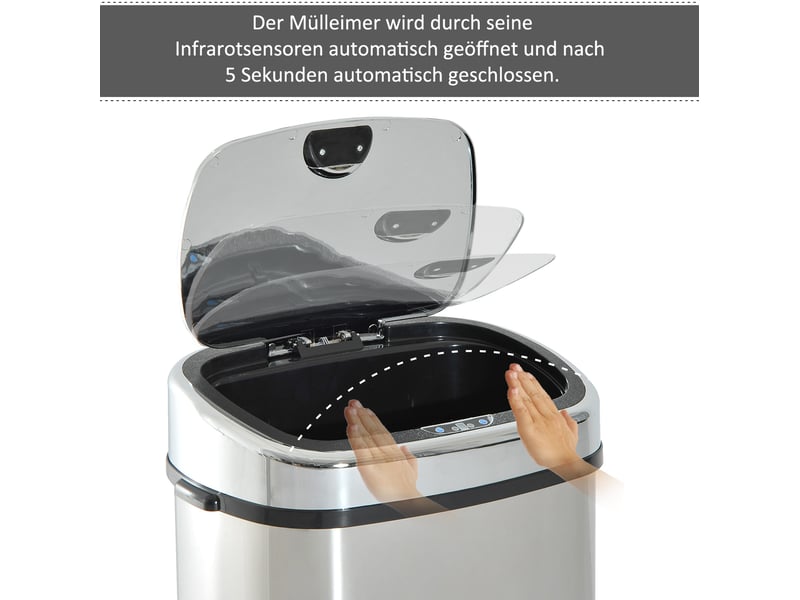 Poubelle de cuisine 68 l à capteur en inox argent, hygiénique - Conforama D