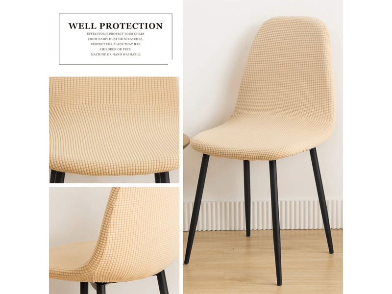  Housses de chaises de salle à manger de style nordique, housses de chaises élastiques jacquard, lot de 4 pièces, beige et jaune XLH-ZLS-009398MF - Conforama C