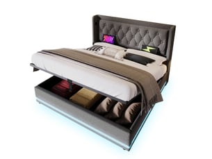 Lit avec rangement 160x200 cm TCQPZ   coloris gris