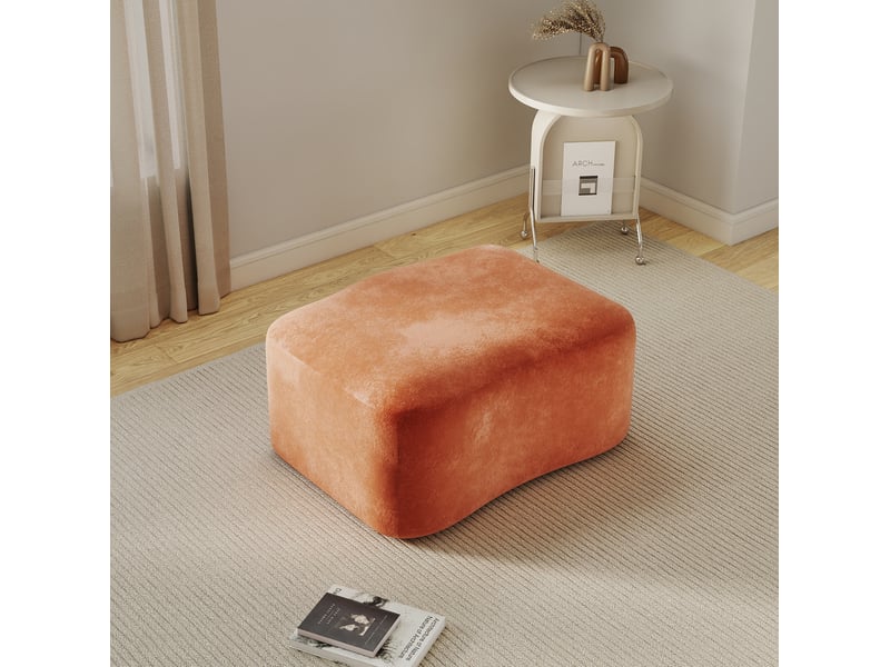  Pouf 96x69x45 cm modulable en velours orange  - Conforama C