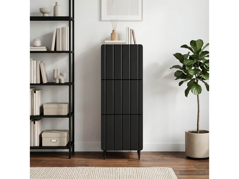  Armoire de rangement bureau, armoire à tiroirs 33 x 34.5 x 92 cm bois d'ingénierie noir  - Conforama B