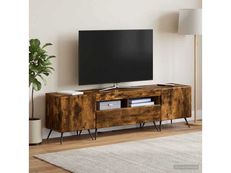  Ensemble de 3 meubles tv - banc tv - meuble de rangement led breda 3 pcs chêne fumé  - Conforama B