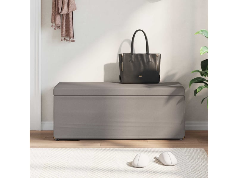  Tabouret bas, ottoman taupe 101x41x40 cm tissu et bois stratifié  - Conforama C