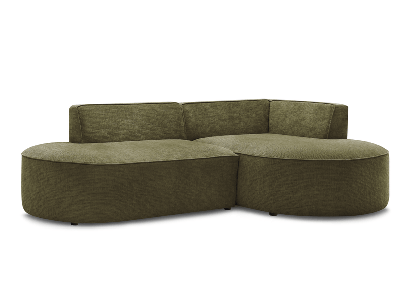  Bobochic canapé d'angle fixe rousseau tissu texturé vert  angle droit ROUSSEAU - Conforama A